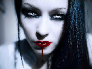 Gothic woman blood redlipstick nosering - red lipstick free wallpaper
