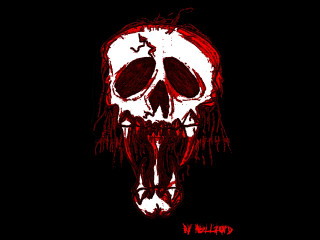 Skull red white face black - bill lewis free wallpaper