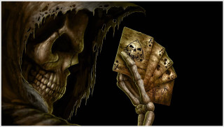 Skeleton holding deck of cards 2 - a skeleton holding free wallpaper