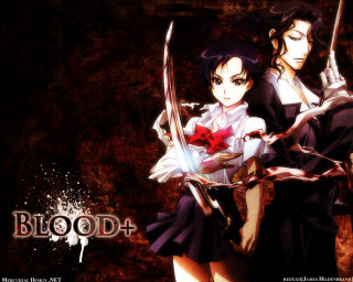 Anime characters swords blood action - two anime characters holding sword free wallpaper