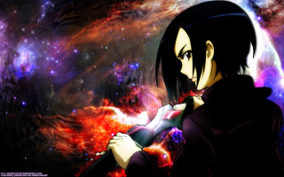 Anime character gun space stars - a anime character holding free wallpaper