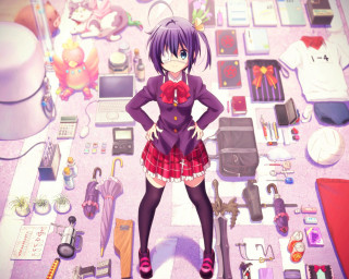 Woman table items laptop computer - anime key visual free wallpaper for desktop