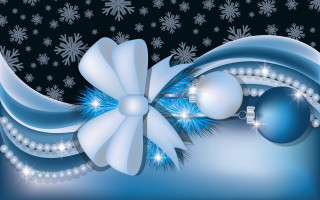 Blue christmas card bow ornaments - behance hd free wallpaper