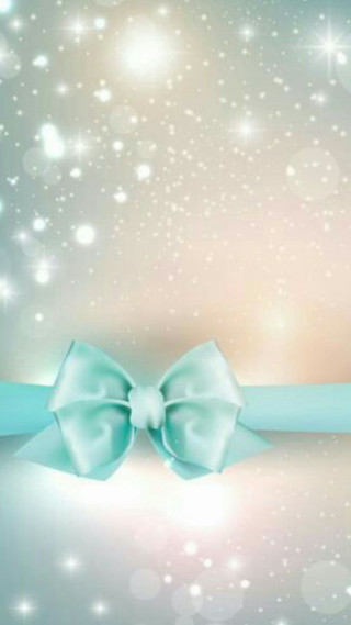 Blue ribbon bow background stars - text free wallpaper for mobile