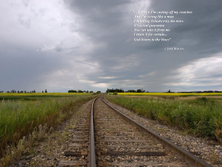Train track quote field sky - liminal space free wallpaper