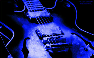 Guitars group table blue black - funk art free wallpaper for desktop