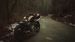 Motorcycle snowy woods tiltshift cinematic 2 - a snowy road free wallpaper