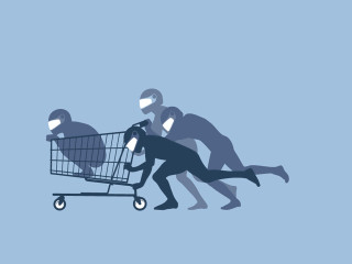 Man pushing shopping cart group - extreme free wallpaper