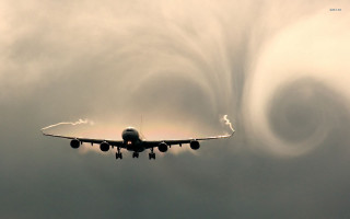 Plane cloud jet smoke mist - kinetic free wallpaper