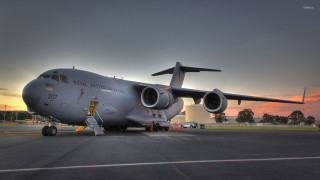 Airplane airport runway sunset sky - a large air plane free wallpaper