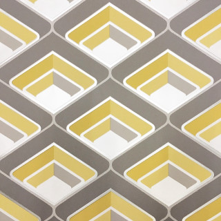 Yellow grey squares pattern wall - square free wallpaper