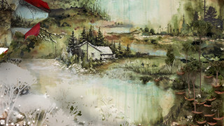 House forest red umbrella lake - anato finnstark free wallpaper