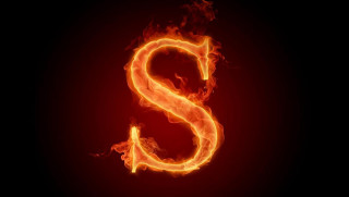 Fire letter s black background 2 - letterism free wallpaper