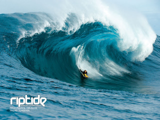 Surfboard rider large wave ocean - a sky background and a caption free wallpaper