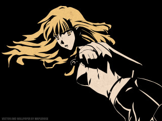 Woman long hair holding knife - a knife free wallpaper