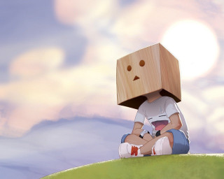 Person sitting hill box head - a box free wallpaper for desktop