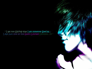 Black shirt green blue background - special free wallpaper