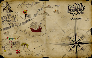 Pirate ship map with compass - art brut free wallpaper for desktop