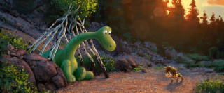 Cartoon dinosaur dog forest sunset - a storybook illustration free wallpaper