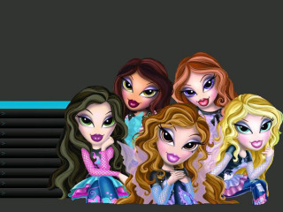Cartoon girls sitting shelf black - a blue line free wallpaper for desktop