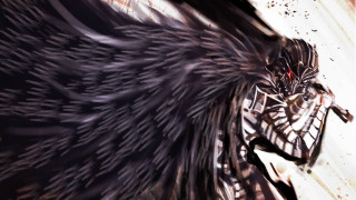 Black bird red eye staring - rob rey and kentaro miura style free wallpaper for desktop