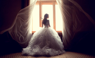 Wedding dress woman window curtains - a woman in a wedding dress free wallpaper