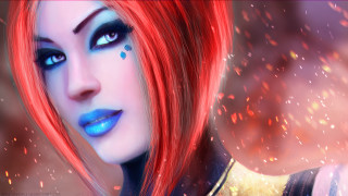 Redhair blueeyes blue lip makeup - blue eyeshadow free wallpaper