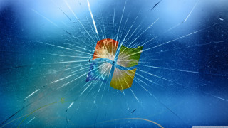 Broken glass flower blue background - broken free wallpaper