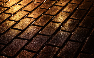 Brick sidewalk light reflection black - photorealistic lighting free wallpaper