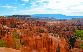 Canyon trees mountains sky bridge - the foreground and mountains free wallpaper