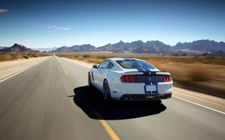 White mustang desert road mountains - a desert road free wallpaper