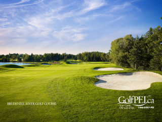 Golf course sand bunker lake - free sports wallpaper