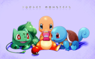 Pokemon starter trio purple pixel - pixel art free wallpaper