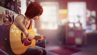 Woman bench guitar room pictures - a guitar free wallpaper