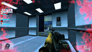 Gun room red black splatter - cedric seaut keos masons free wallpaper