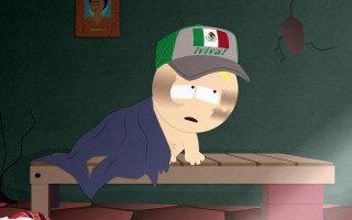 Cartoon character bench hat scarf - a green wall behind free wallpaper