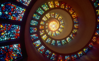 Spiral stained glass window light - damien hirst free wallpaper