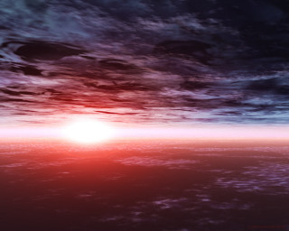 Sunset plane ocean land red - global illumination free wallpaper for desktop