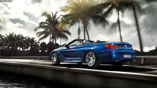 Blue convertible car palm trees - convertible free wallpaper