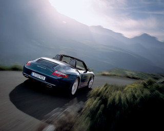Blue sports car mountains trees - annie leibovitz free wallpaper for desktop