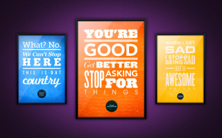 Three framed posters quote purple - a purple wall free wallpaper