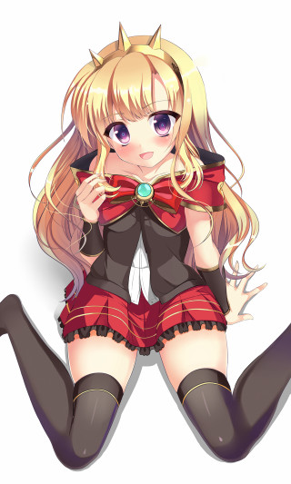 Anime girl blonde hair red 3 - the floor free wallpaper for mobile