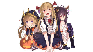 Anime girls pumpkin background foreground - official art free wallpaper for desktop