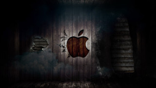 Dark room wooden apple stairs - abstract expressionism free wallpaper for desktop