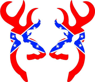 Red white blue deer heads - the same color free wallpaper