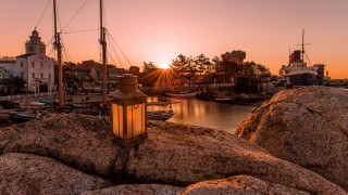 Lantern rock harbor sunset sunrise - a lantern free wallpaper for desktop