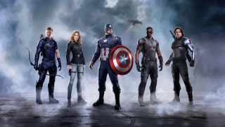 Avengers characters cloudy sky bird - a group of avengers characters free wallpaper