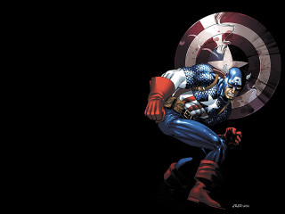 Captain america running shield sword - a black background free wallpaper for desktop