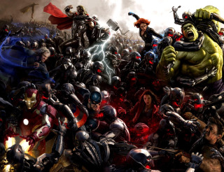 Avengers vs hulks battle painting - a battle free wallpaper for desktop