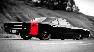 Black red car parked road - the side of a road next free wallpaper